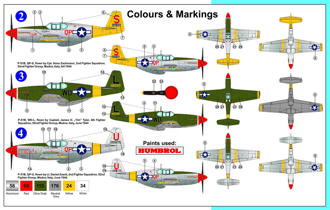 AZ Model 1/72 North-American P-51B Mustang 52nd FG # 7515
