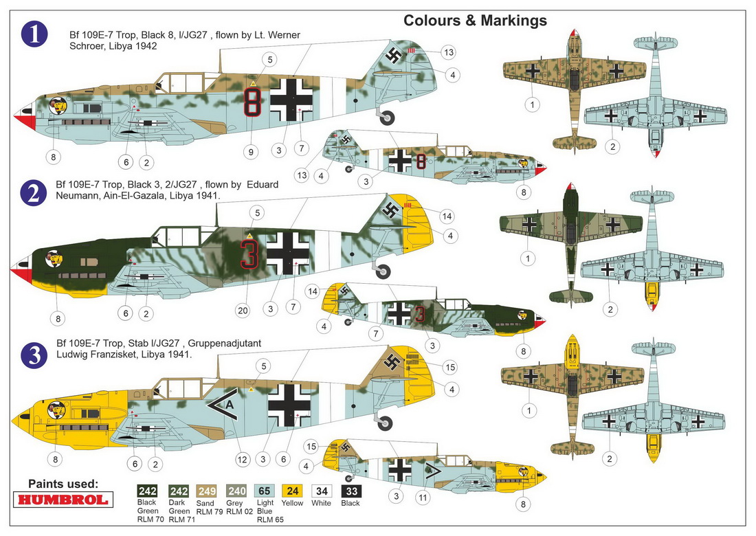 AZ Model 1/72 Messerschmitt Bf-109E-7 Trop 'Over Africa' # 7663