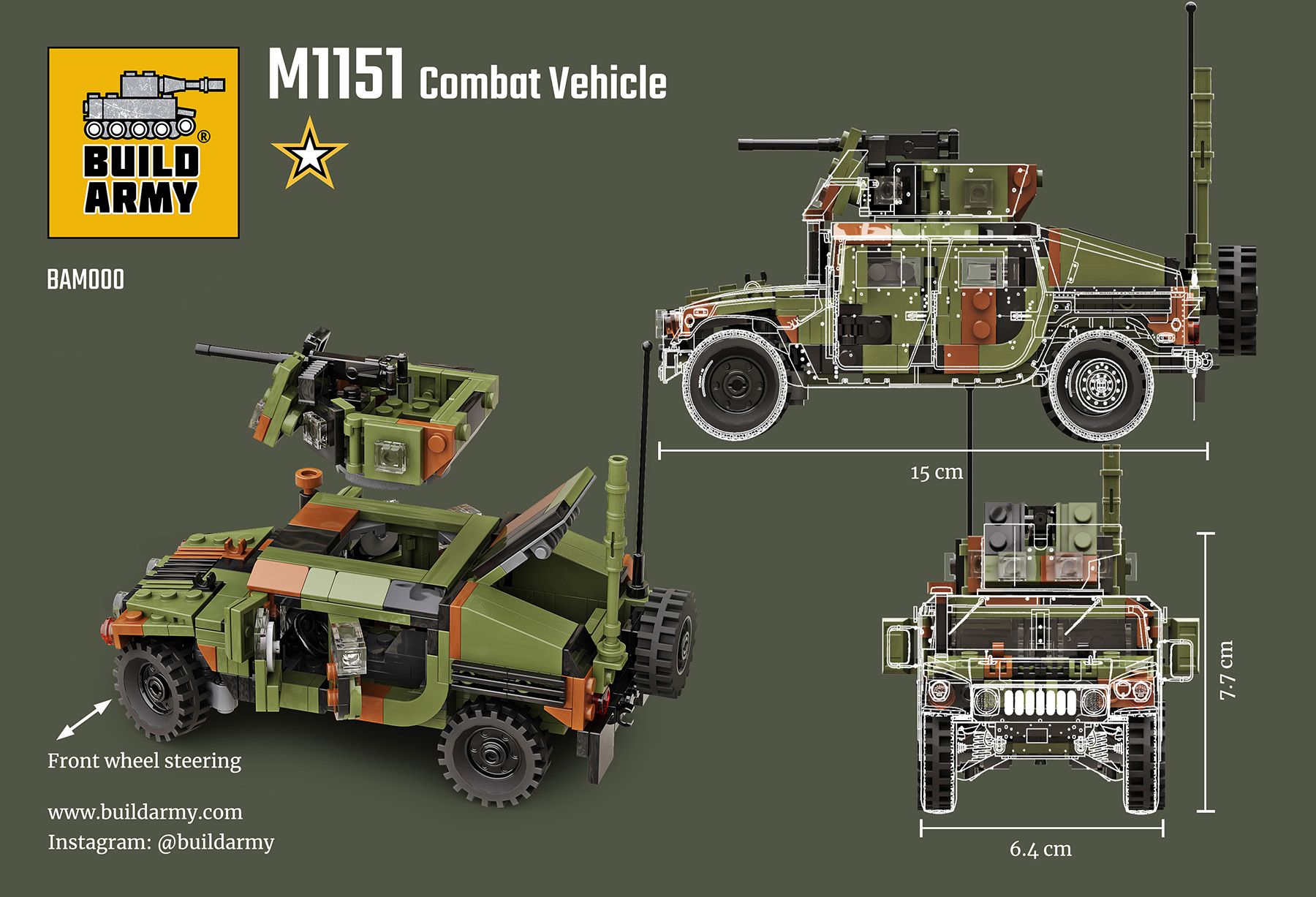 Build Army 1/33 Humvee M1151 Combat Vehicle # 000
