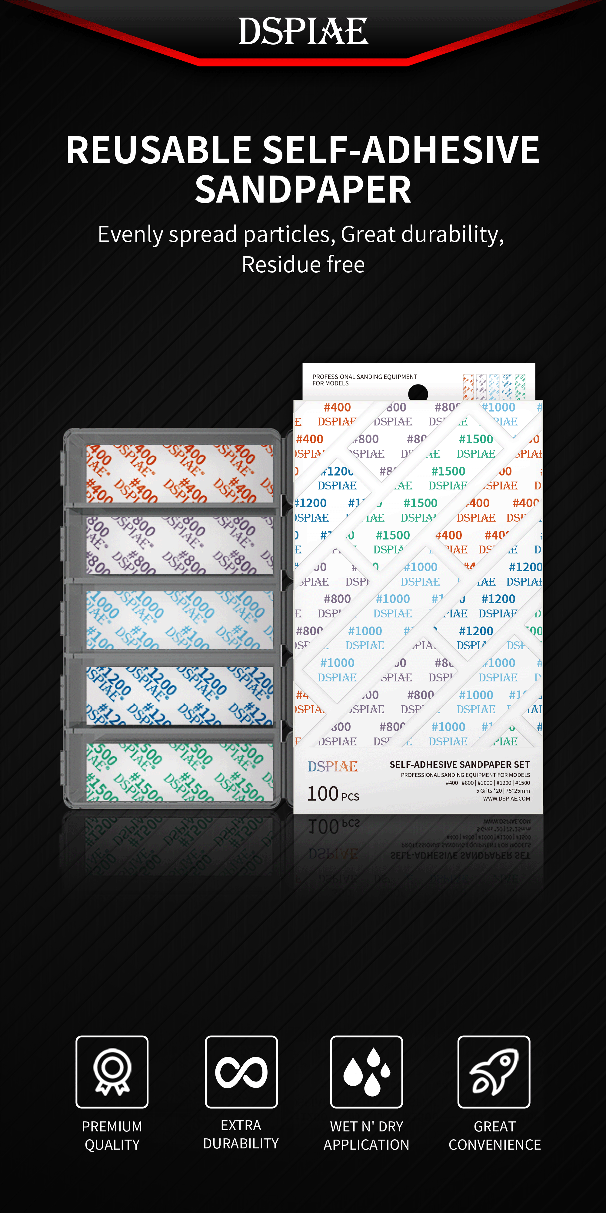 Dspiae Reusable Self-Adhesive Sandpaper Set # DSP-S01