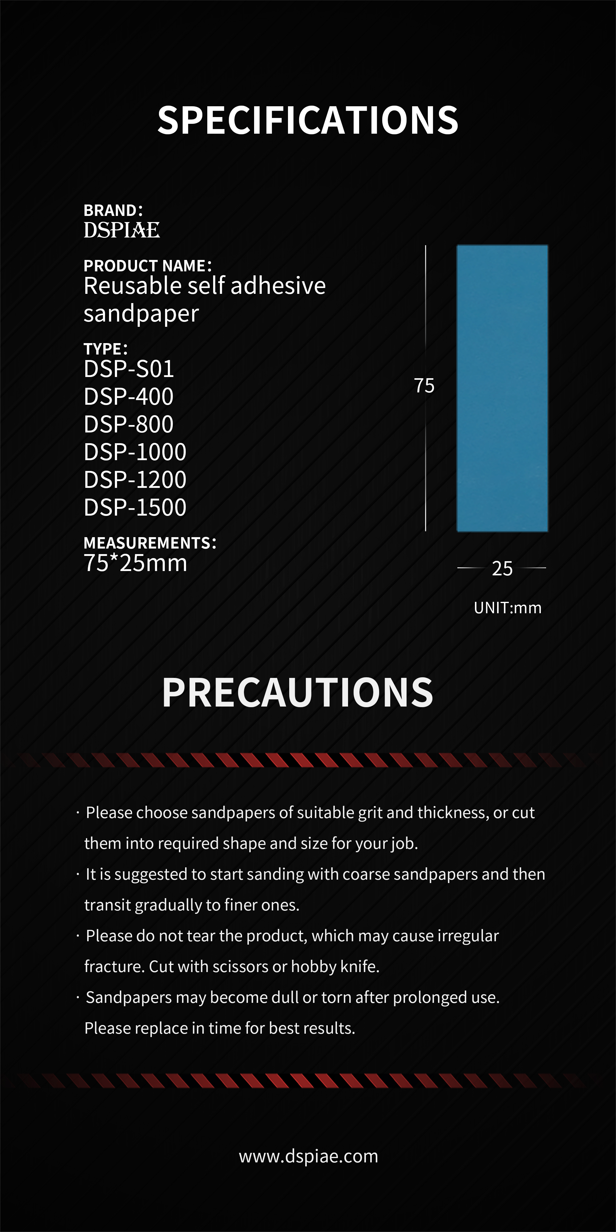 Dspiae Reusable Self-Adhesive Sandpaper Set # DSP-S01