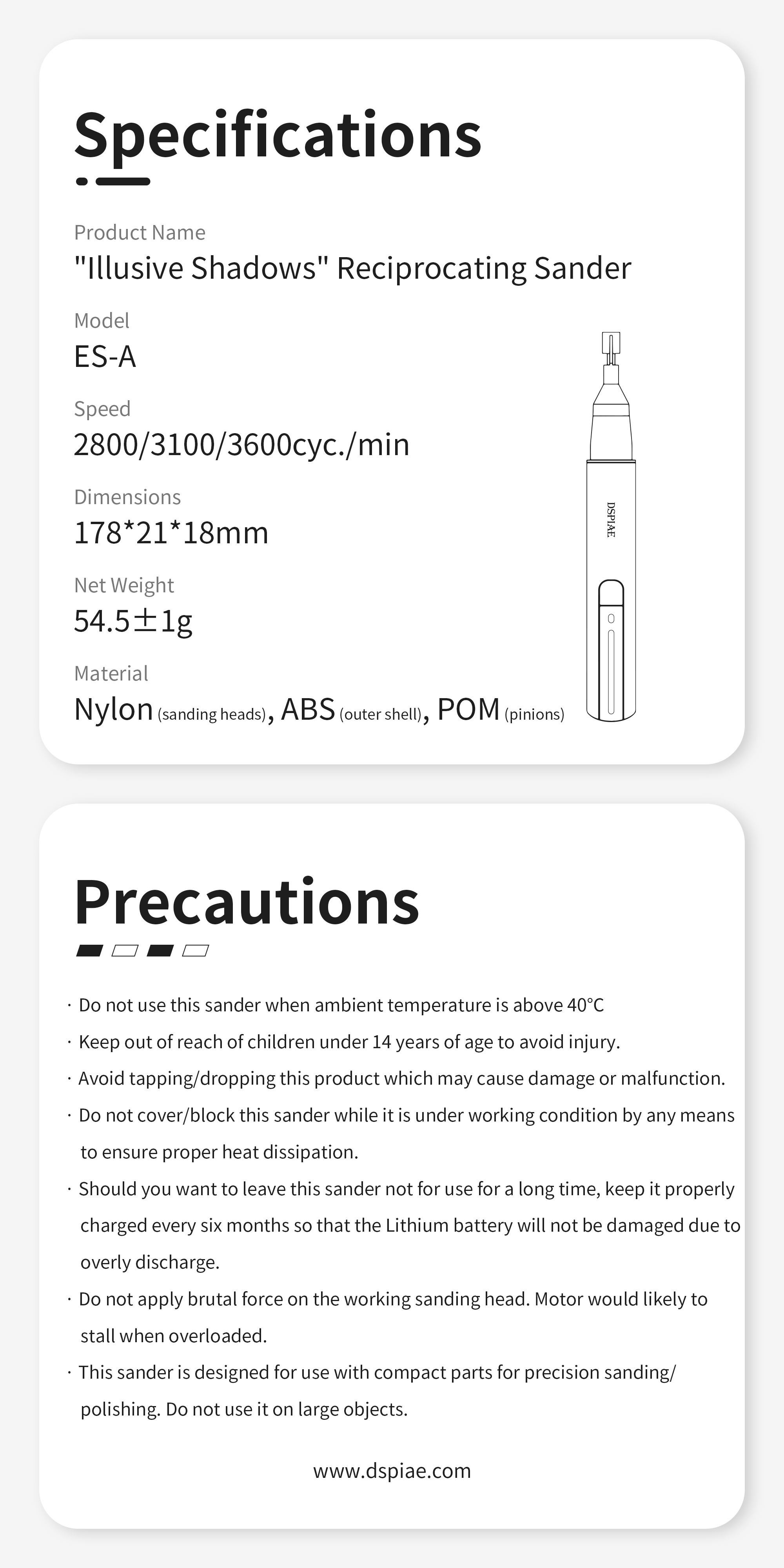 Dspiae Reciprocating Sander # ES-A