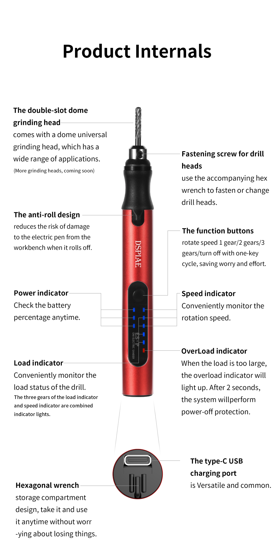 Dspiae Portable Electric Sanding Pen # ES-P