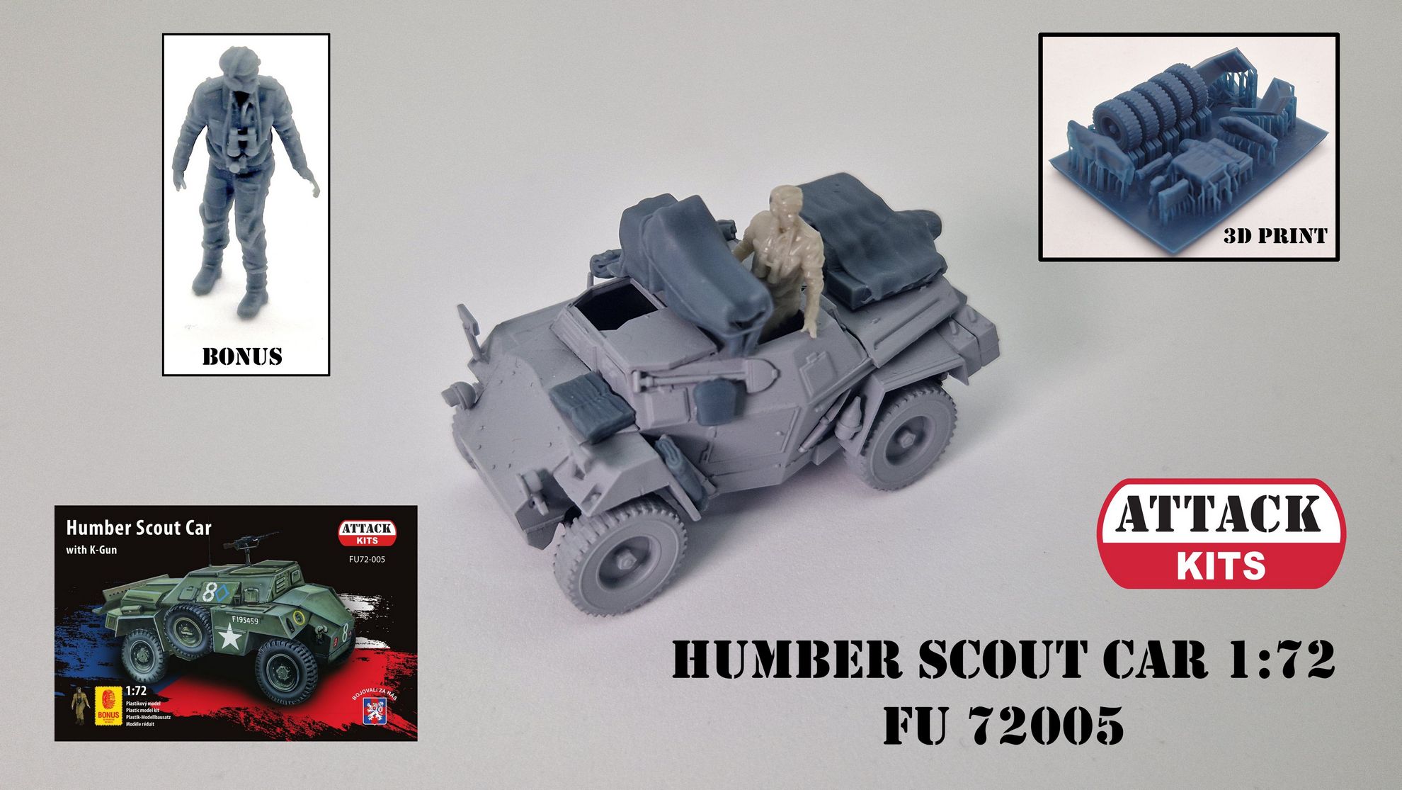 Attack Kits 1/72 Humber Scout Car With Vicker K Machine Gun Limited Edition # 72-005