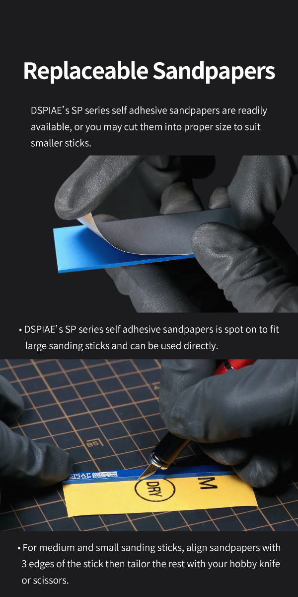 Dspiae Aluminum Alloy Sanding Board (Black) 3pcs # AS-BK25