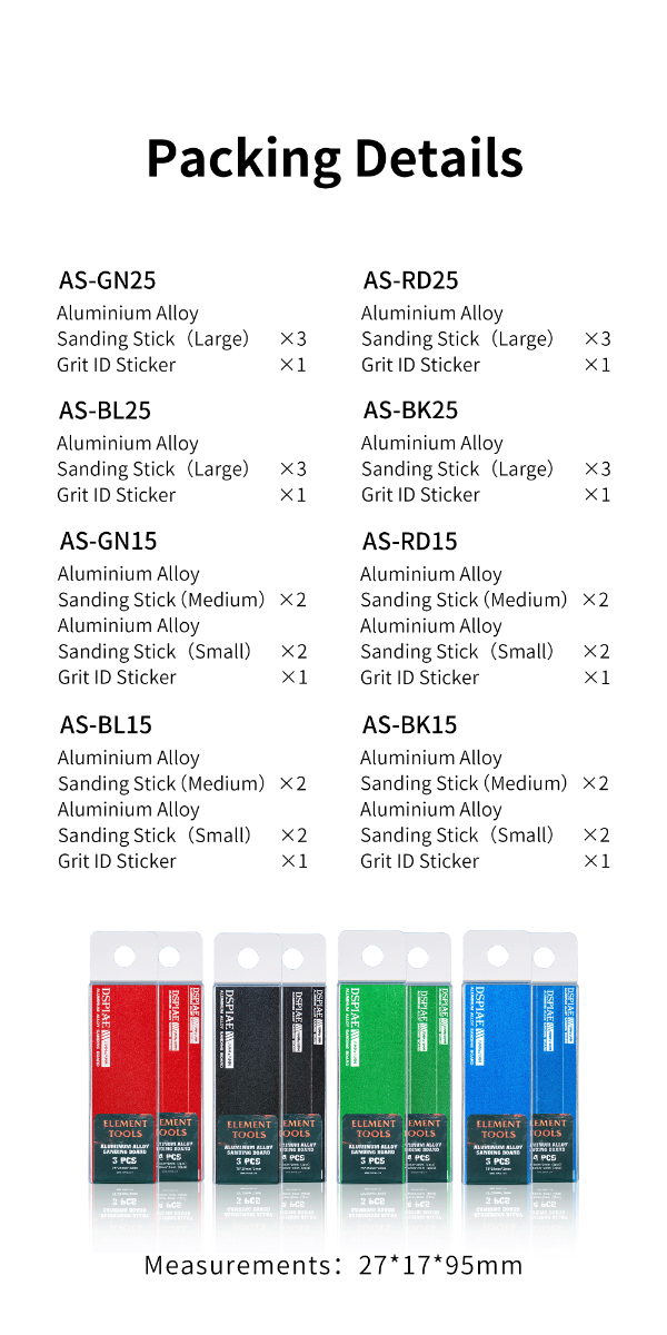 Dspiae Aluminum Alloy Sanding Board (Black) 3pcs # AS-BK25