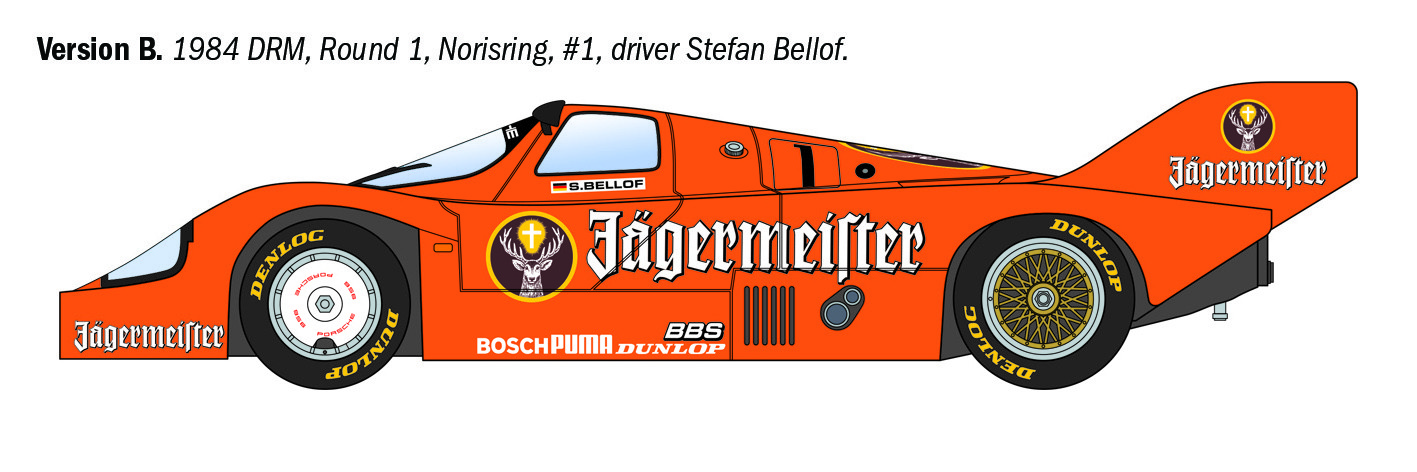 Italeri 1/24 Porsche 956 Jägermeister Racing Car # 3678
