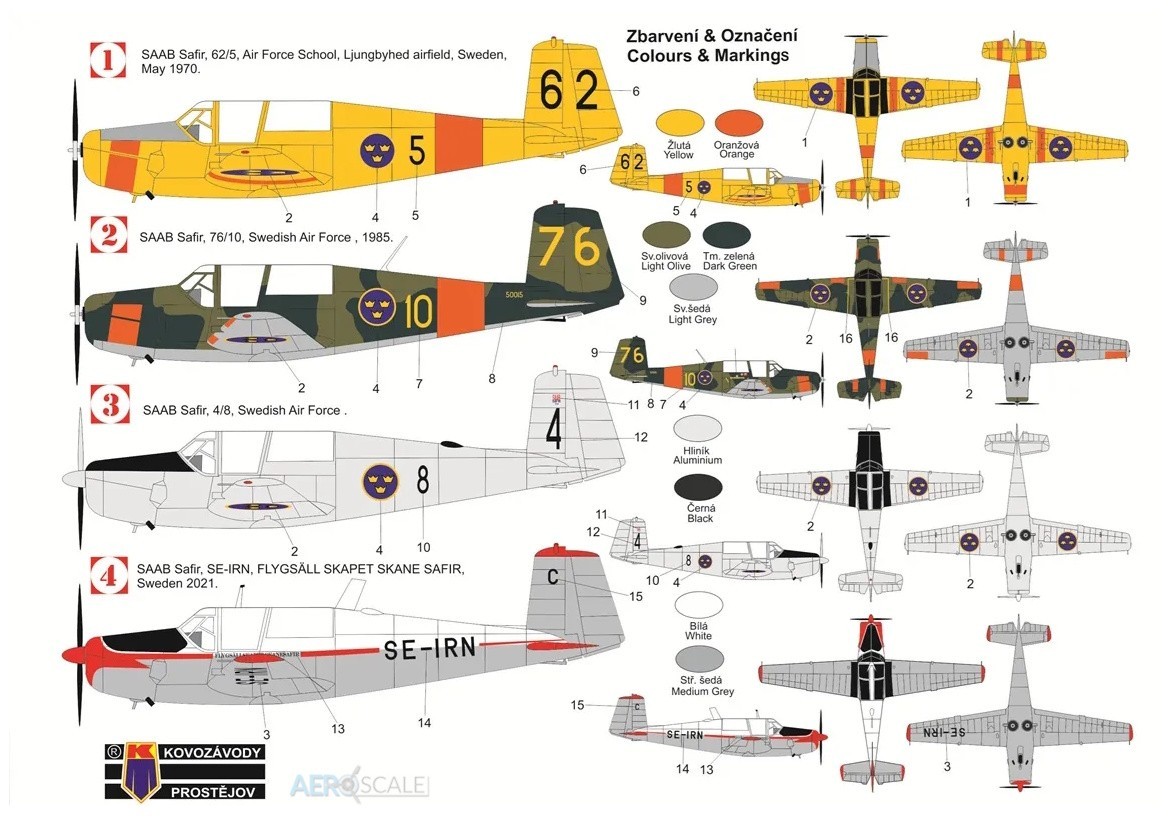 Kovozavody Prostejov 1/72 SAAB Safir "In Swedish Services # 72523