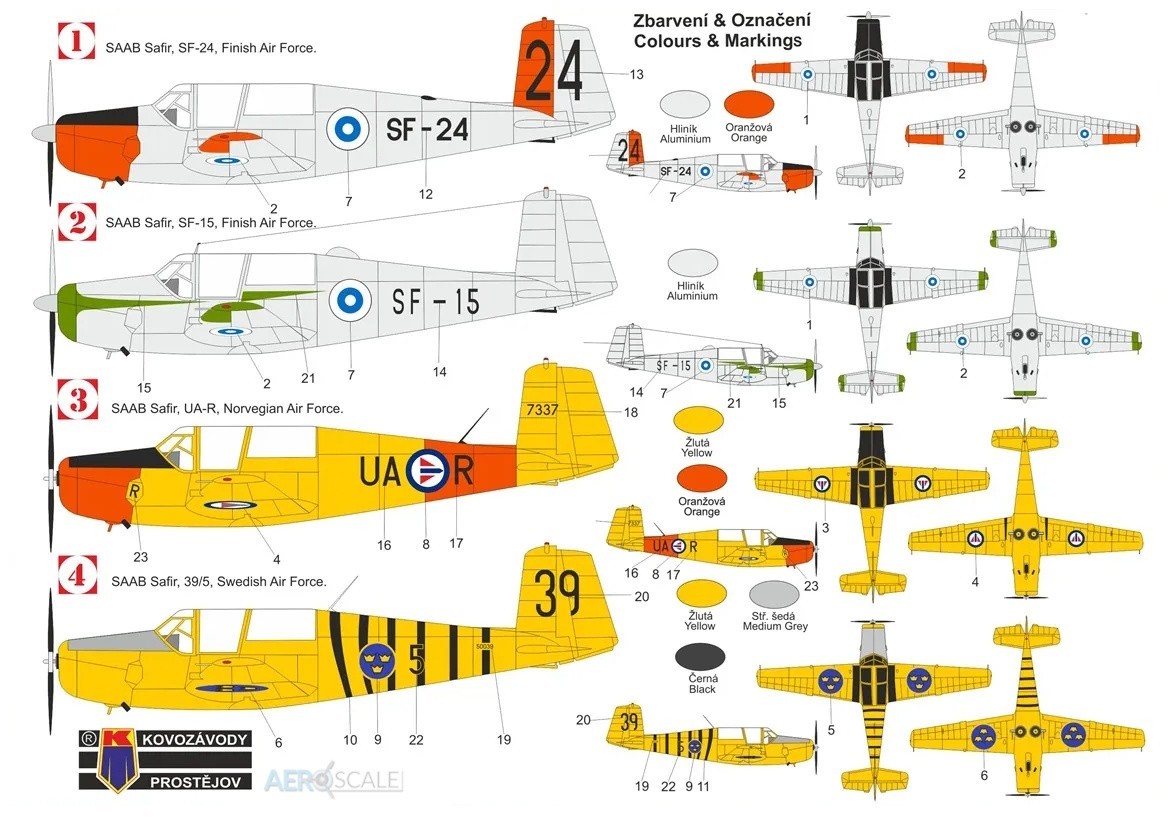 Kovozavody Prostejov 1/72 SAAB Safir "In Nordic Services" # 72524