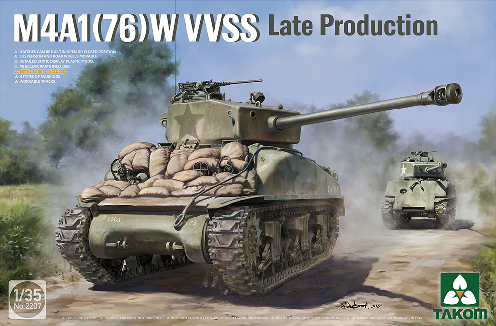 Takom 1/35 US Army M4A1(76w) Sherman VVSS Medium Tank Late Production # 02207