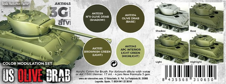 AK Interactive 3rd Gen US Olive Drab Modulation Set # 11643