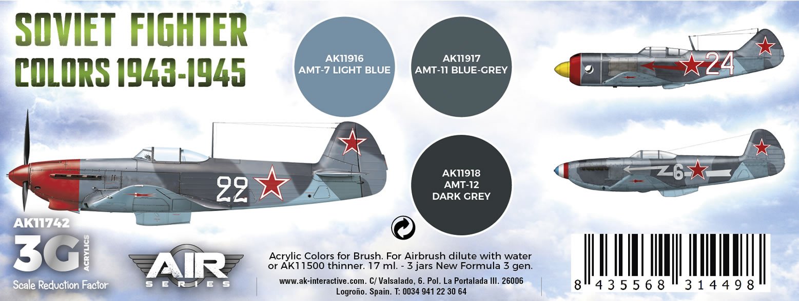 AK Interactive 3rd Gen Soviet Fighter Colours 1943-1945 # 11742