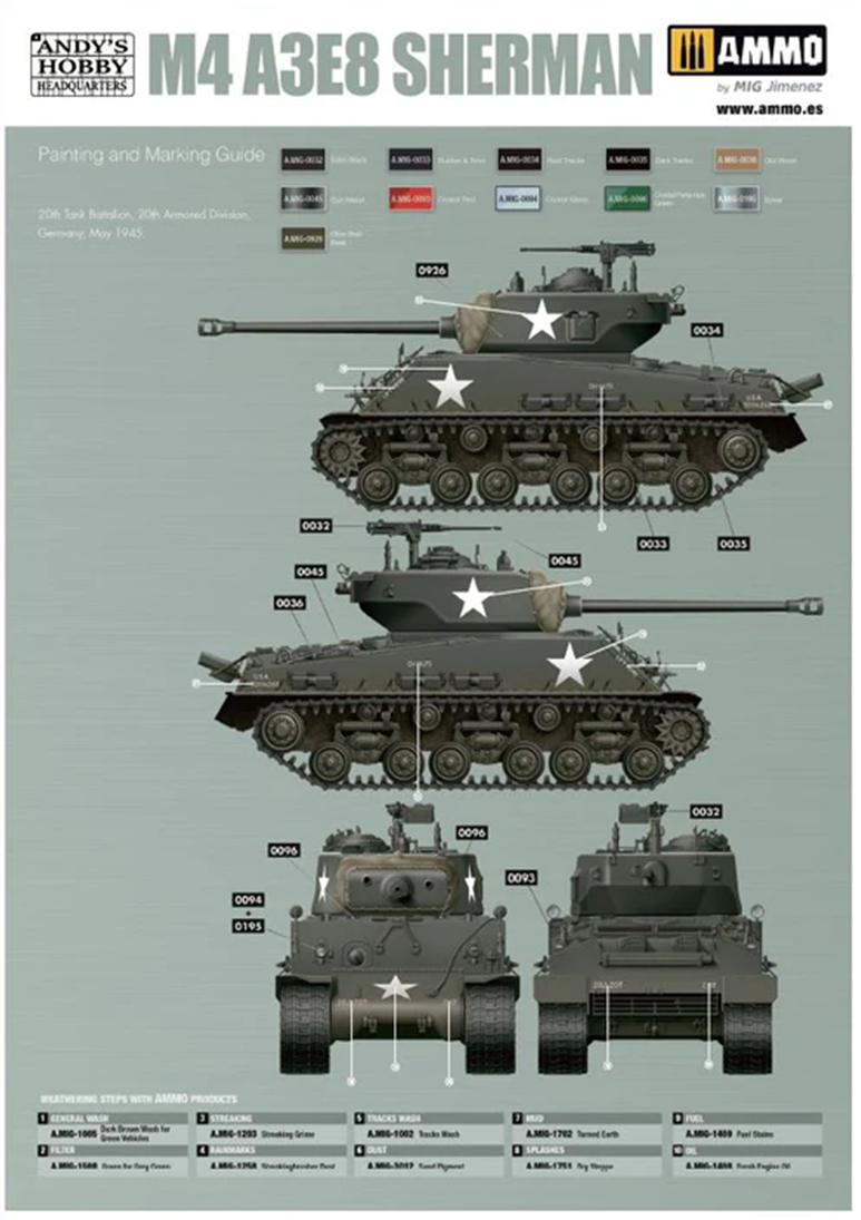 Andy&rsquo;s Hobby Headquarters 1/16 M4A3E8 Sherman &ldquo;Easy Eight&rdquo; # 001