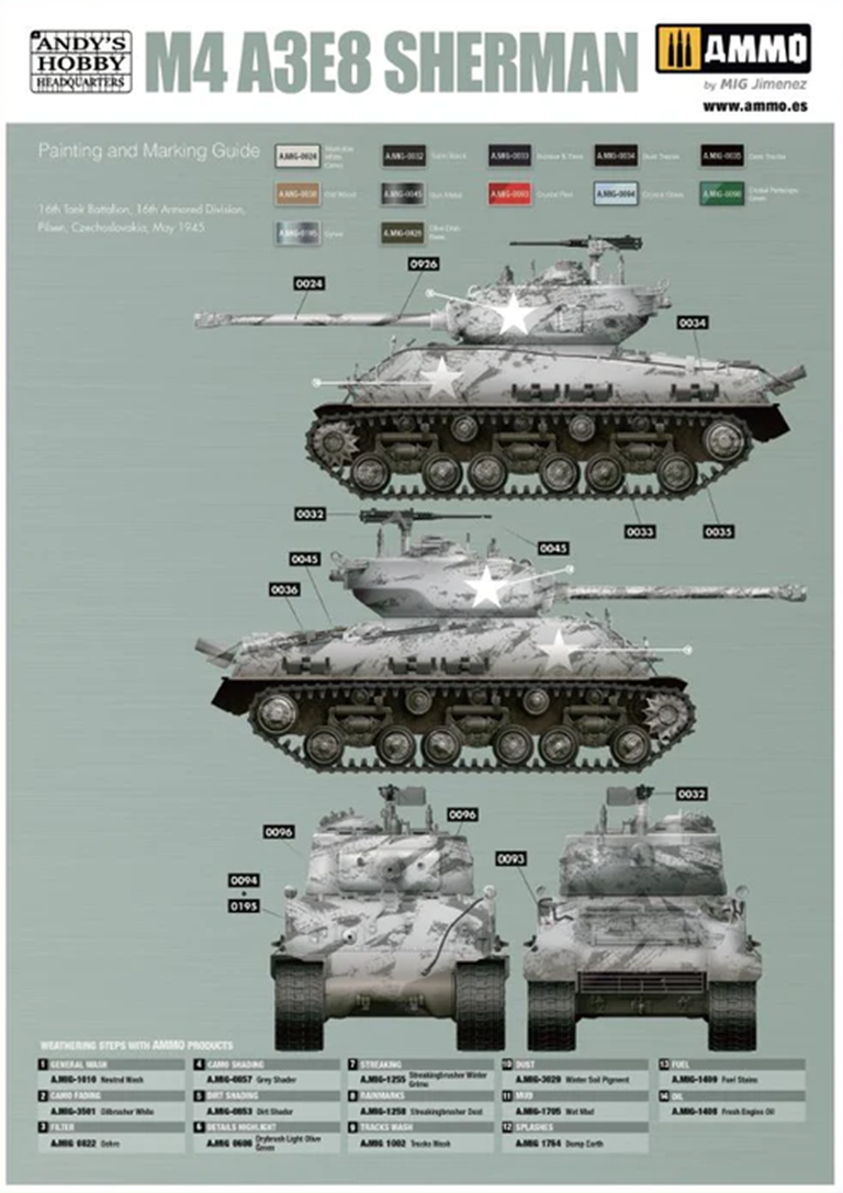 Andy&rsquo;s Hobby Headquarters 1/16 M4A3E8 Sherman &ldquo;Easy Eight&rdquo; # 001