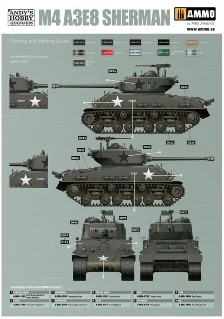 Andy&rsquo;s Hobby Headquarters 1/16 M4A3E8 Sherman &ldquo;Easy Eight&rdquo; # 001
