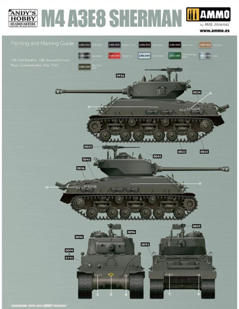 Andy&rsquo;s Hobby Headquarters 1/16 M4A3E8 Sherman &ldquo;Easy Eight&rdquo; # 001