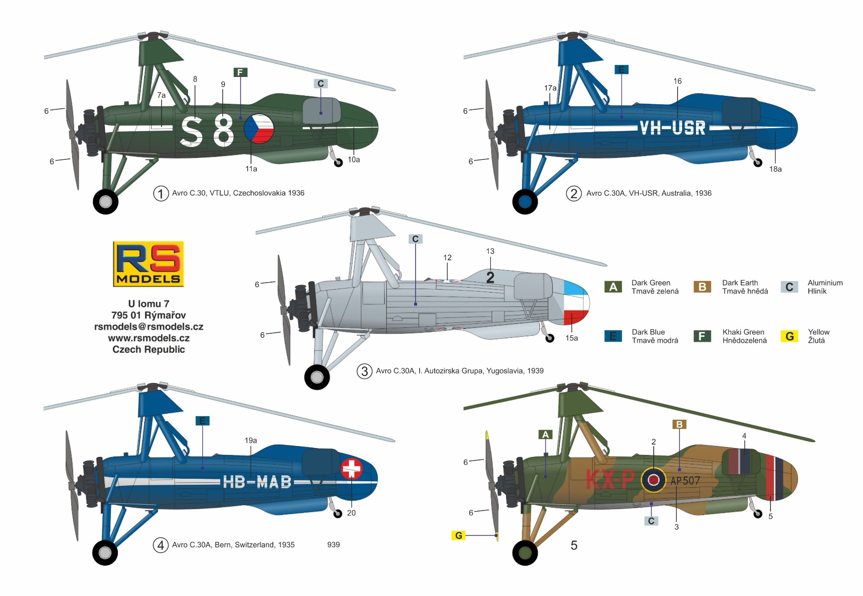 RS Models 1/72 Avro Rota C.30 with decals for RASF, Czechoslovakia, Australia, Switzerland and Yugoslavia # 92234