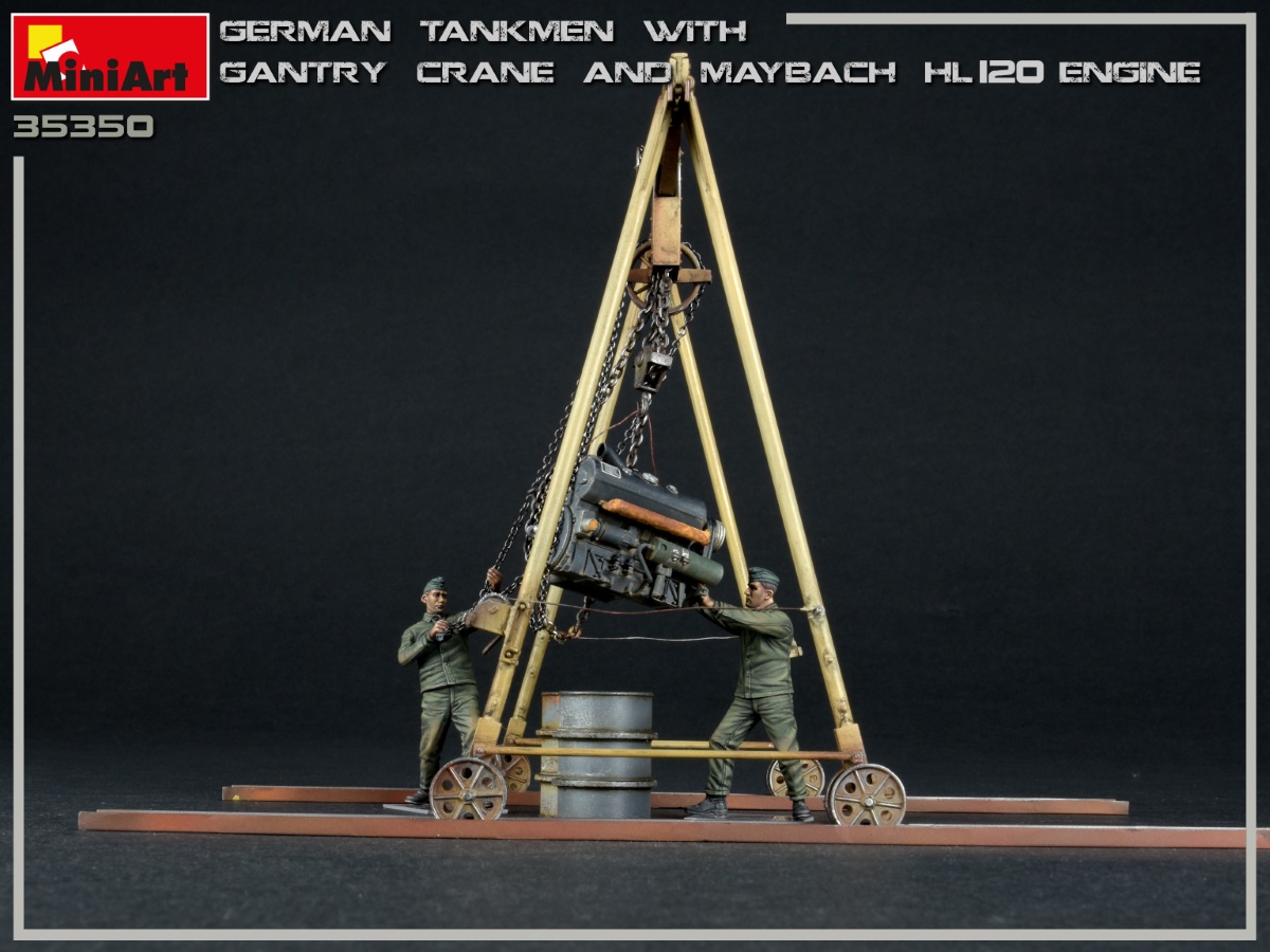 Miniart 1/35 German Tankmen w/ Crane & Maybach HL Engine # 35350