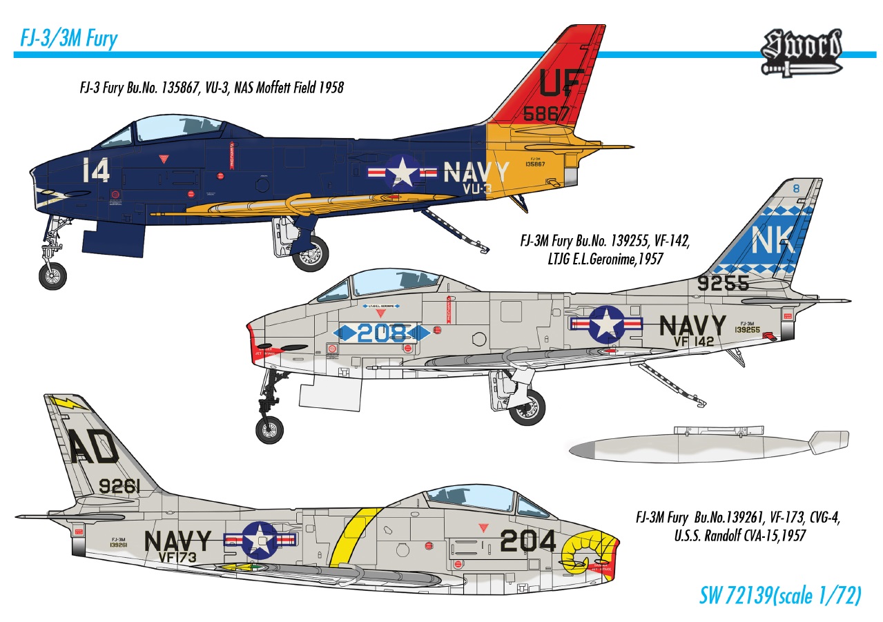 Sword 1/72 North-American FJ-3/FJ-3M Fury # 72139