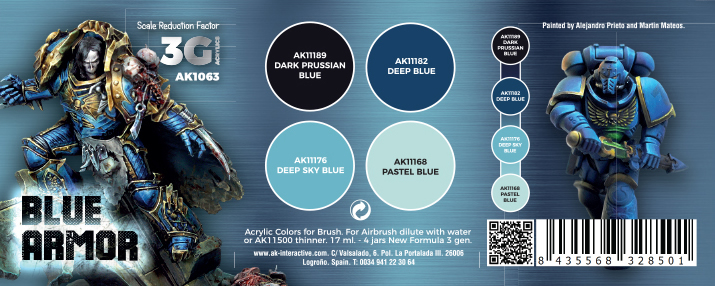 AK Interactive 3rd Gen Acrylic Wargame Color Set - Blue Armor # 1063