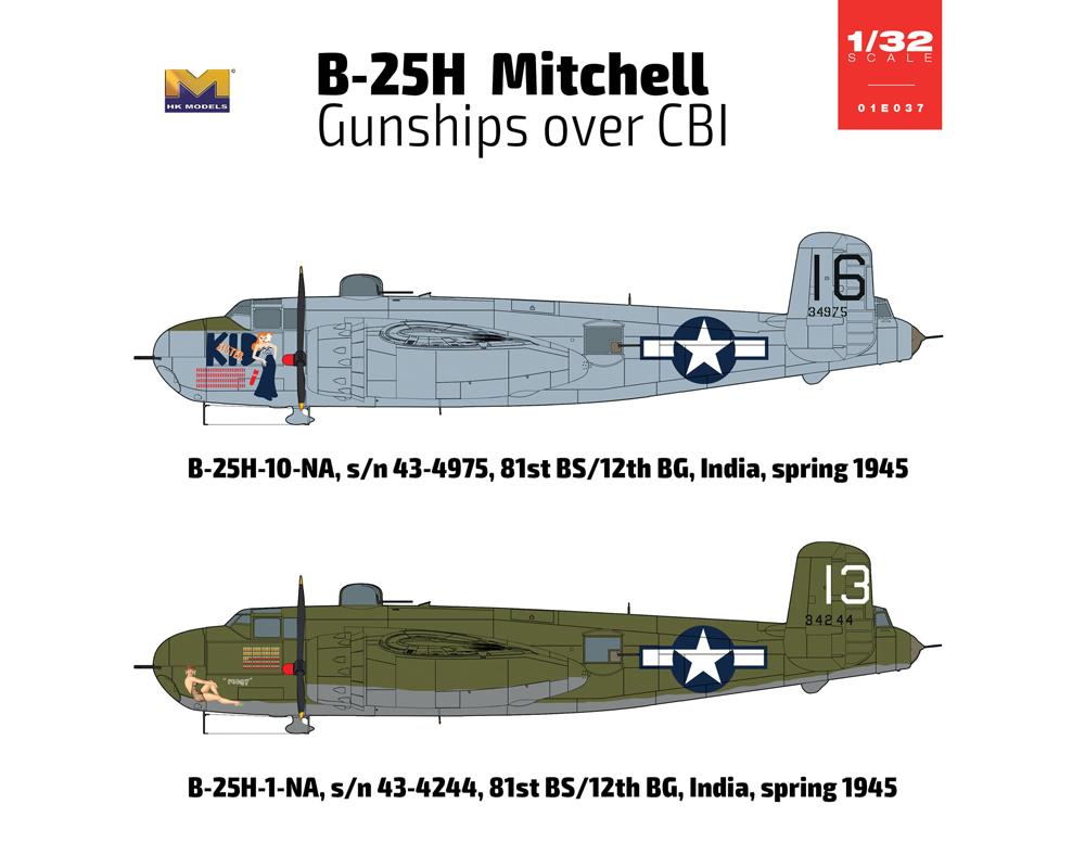 Hong Kong Models 1/32 North-American B-25H Mitchell Gunships over CBI # 01E37