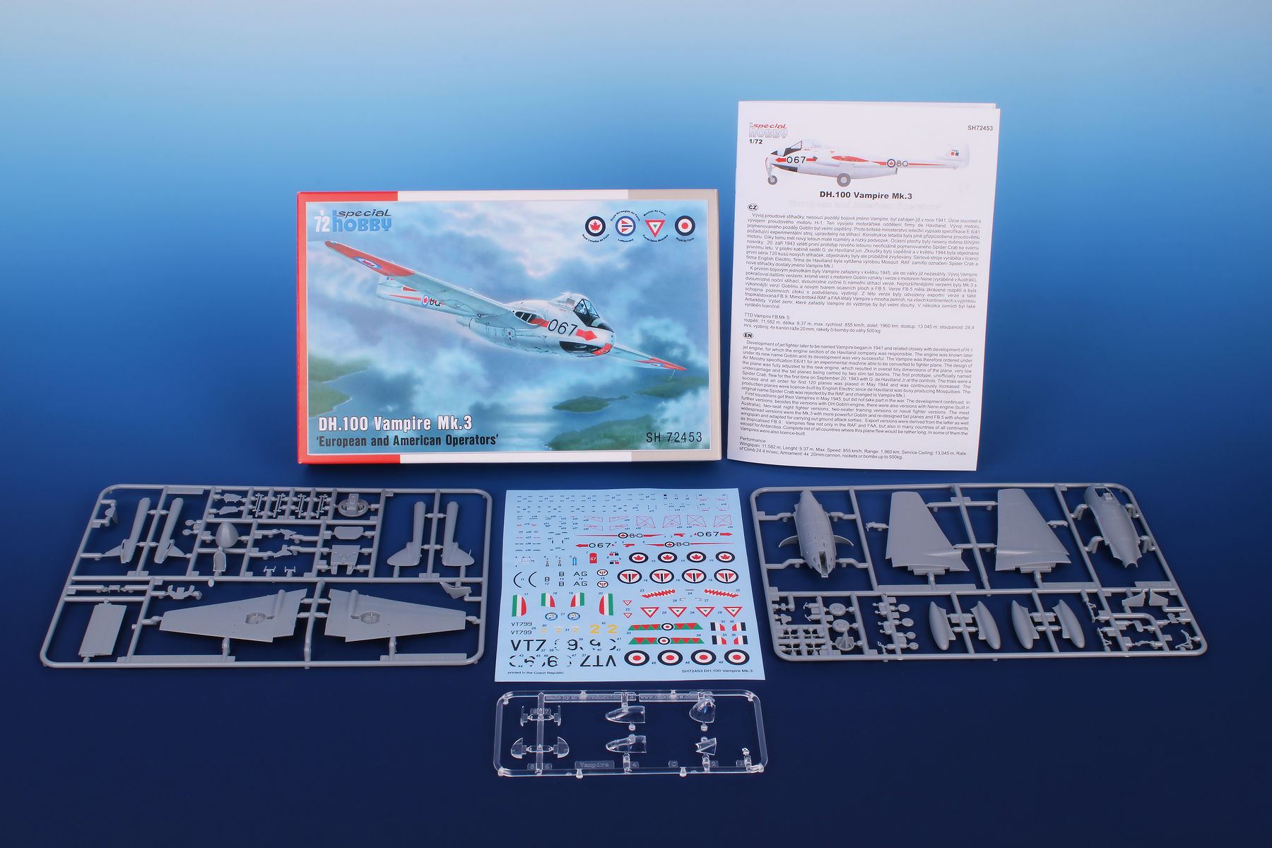 Special Hobby 1/72 De Havilland DH.100 Vampire Mk.3 'European and American Users' # 72453
