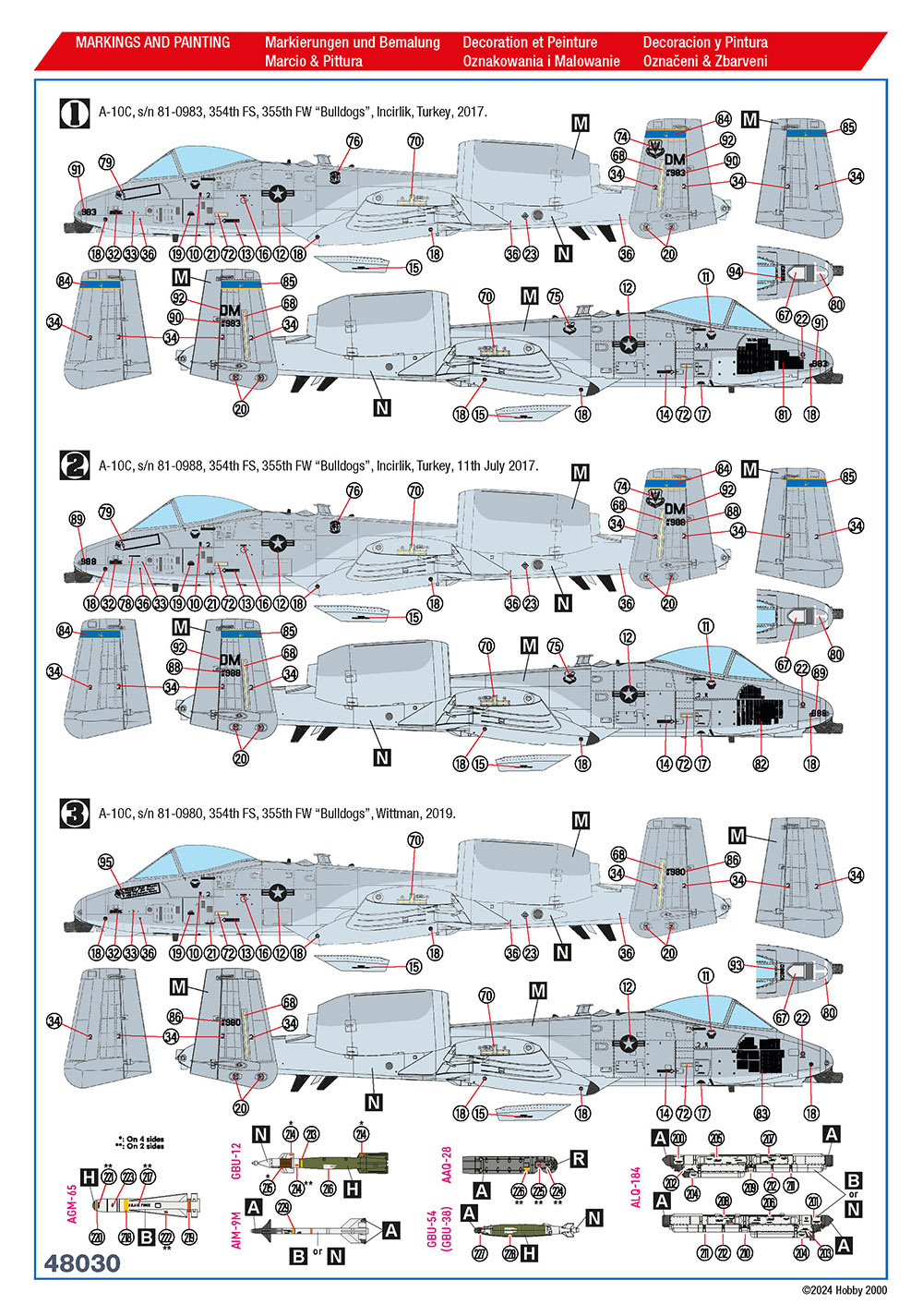 Hobby 2000 1/48 Fairchild A-10C Thunderbolt II Operation Inherent Resolve  # 48030 ex-ACADEMY + CARTOGRAF + MASKS