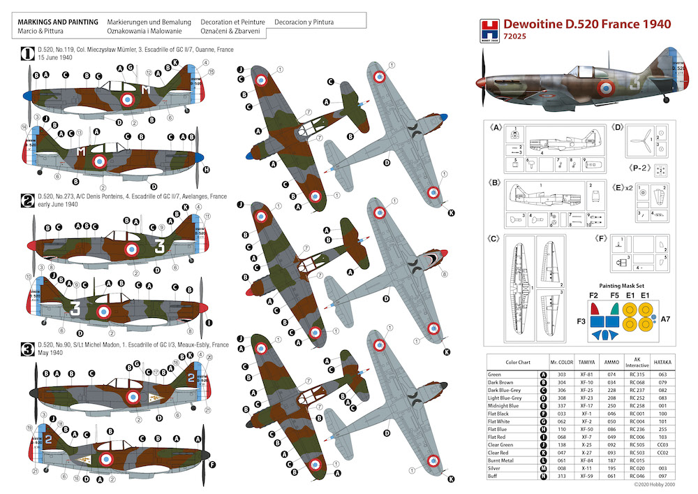 Hobby 2000 1/72 Dewoitine D.520 France 1940 # 72025