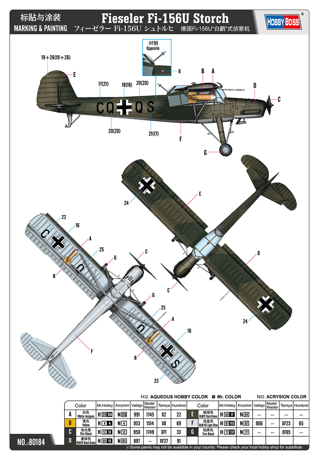 Hobbyboss 1/35 Fiesleler Fi-156U Storch # 80184