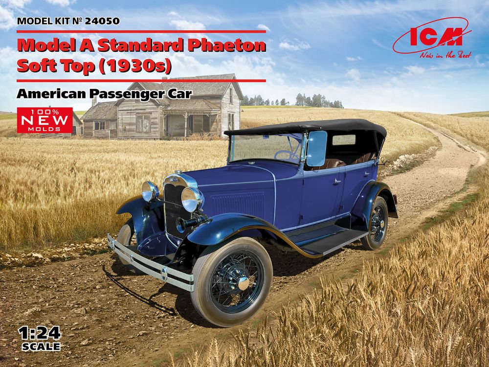 ICM 1/24 Model A Standard Phaeton Soft Top (1930s) American Passenger Car # 24050