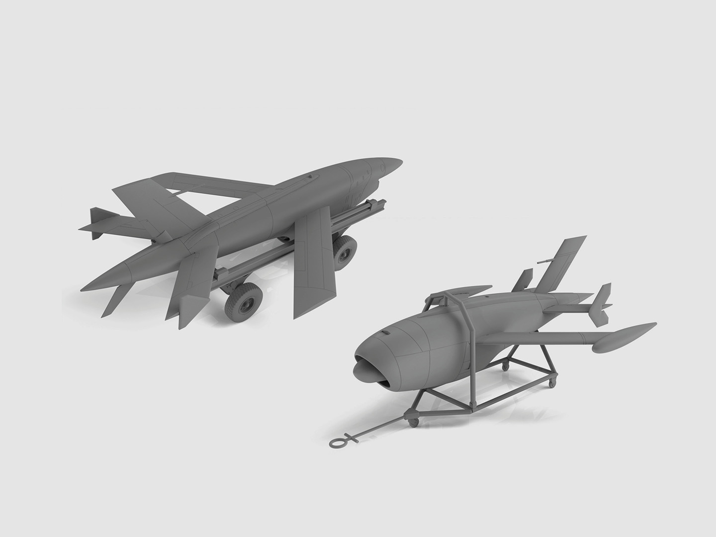 ICM 1/48 US Aerial Target Drones 2 drones and 2 trailers # 48399