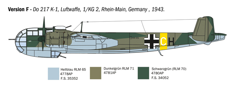 Italeri 1/72 Dornier Do 217 K-1/K-2 with Fritz X Guided Bombs # 1488