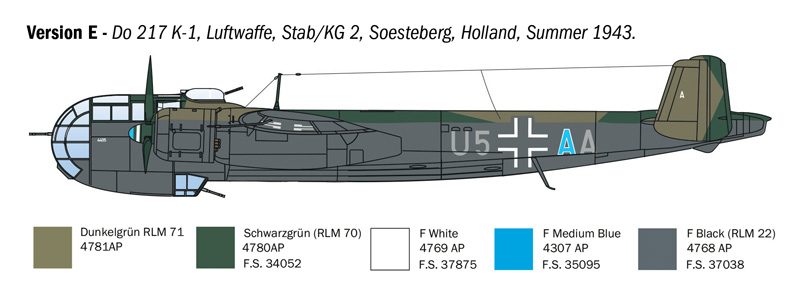 Italeri 1/72 Dornier Do 217 K-1/K-2 with Fritz X Guided Bombs # 1488