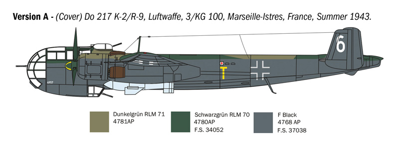 Italeri 1/72 Dornier Do 217 K-1/K-2 with Fritz X Guided Bombs # 1488