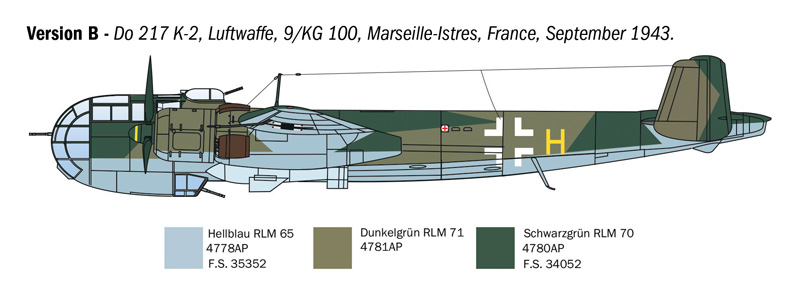 Italeri 1/72 Dornier Do 217 K-1/K-2 with Fritz X Guided Bombs # 1488