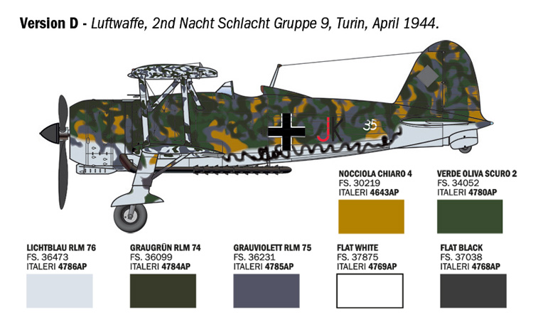 Italeri 1/48 FIAT CR.42 Falco Assault/Night Fighter # 2842