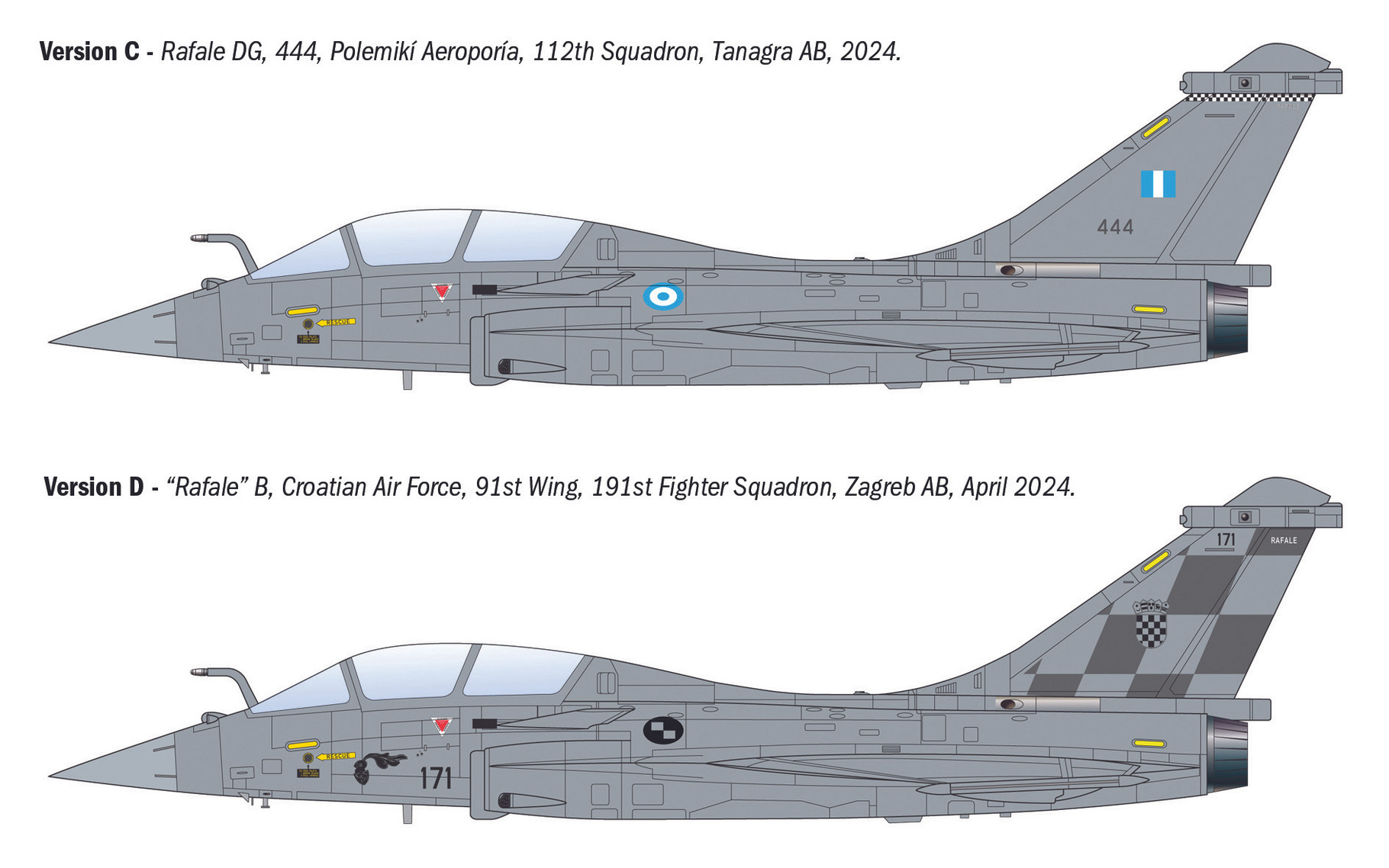 Italeri 1/72 Rafale B Two-Seat French Fighter Aircraft # 90092