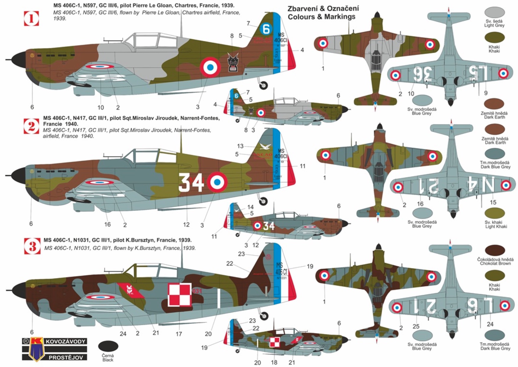 Kovozavody Prostejov 1/48 Morane-Saulnier MS-406C-1 Battle of France # 4802