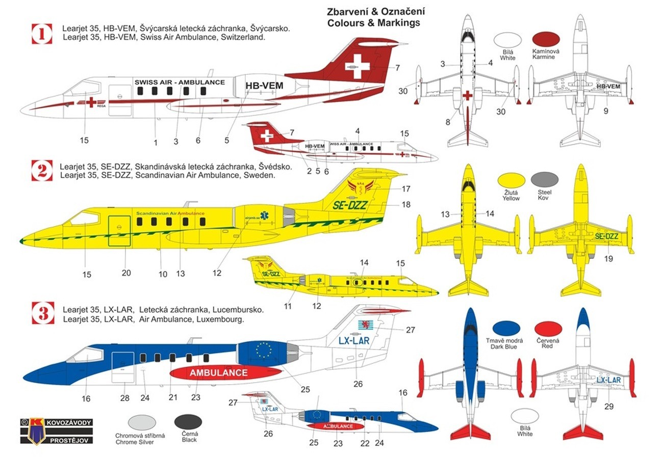 Kovozavody Prostejov 1/144 Gates Learjet 35 Ambulance # 14409