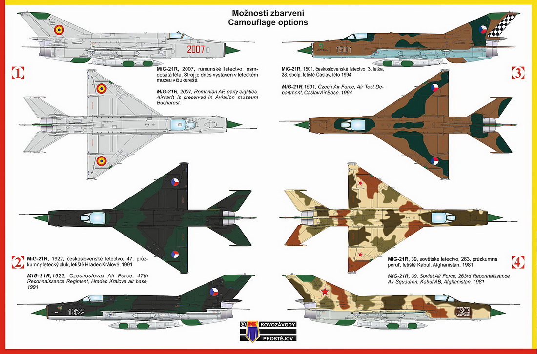 Kovozavody Prostejov 1/72 Mikoyan MiG-21R "European Users" # 72086