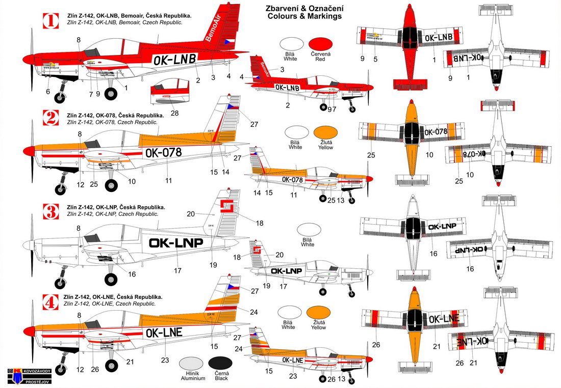 Kovozavody Prostejov 1/72 Zlin Z-142 'OK Registrations (Czech Rep.)' # 72406