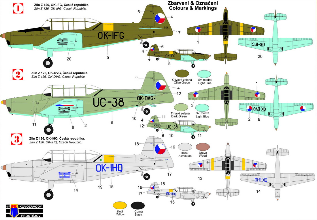 Kovozavody Prostejov 1/72 Zlin Z-126 'Would-Be-Military Liveries' # 72409