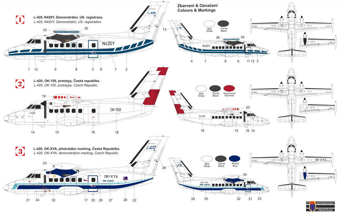 Kovozavody Prostejov 1/72 Let L-420 'Turbolet Prototype & Demonstrator' # 72438