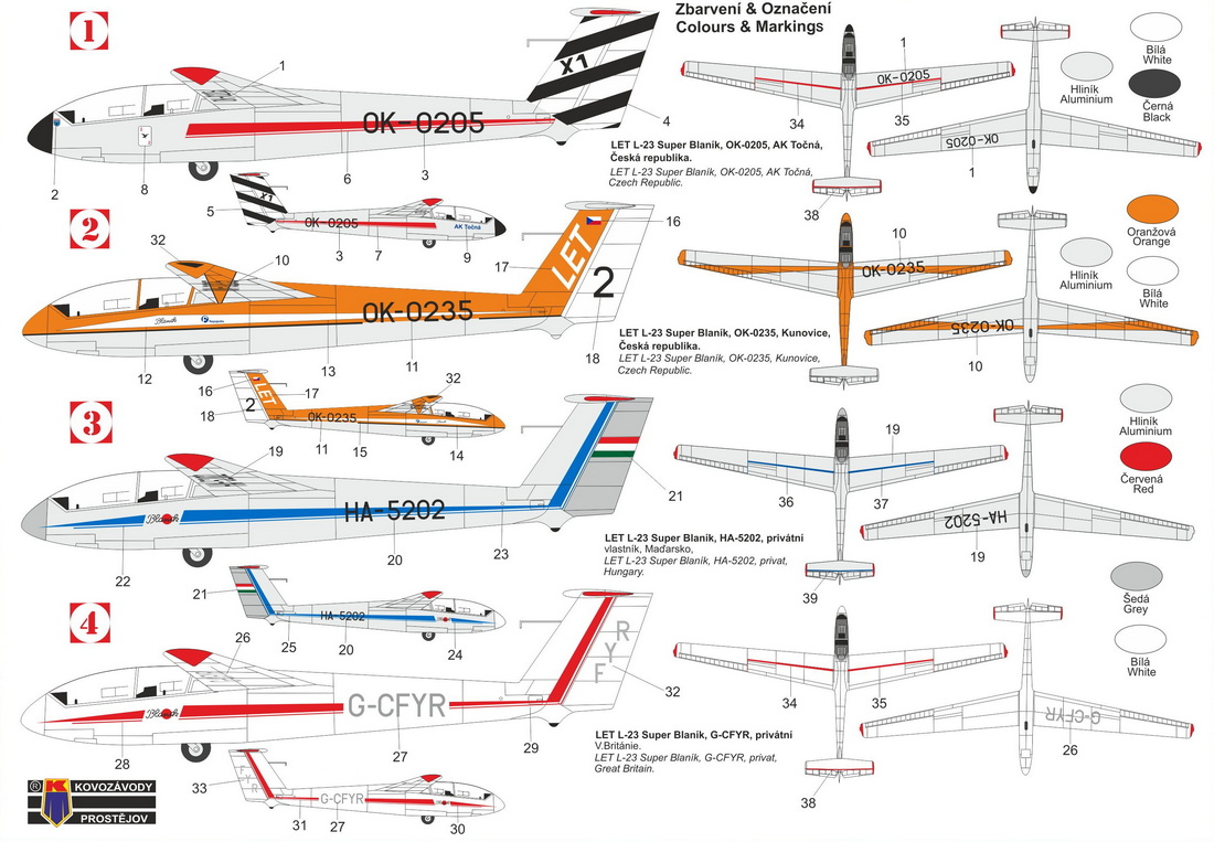 Kovozavody Prostejov 1/72 Let L-23 Super Blanik 'Over Europe' # 72487