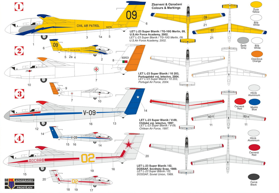 Kovozavody Prostejov 1/72 Let L-23 'Super Blanik' # 72488