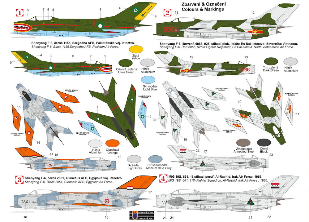 Kovozavody Prostejov 1/72 Shenyang F-6/Mikoyan MiG-19S (Egypt,China, Pakistan) # 72497