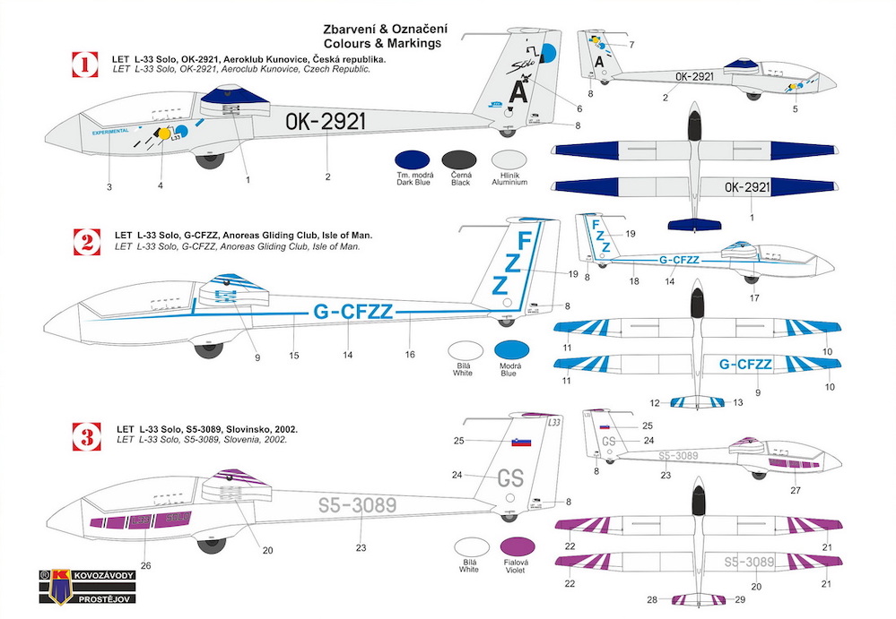 Kovozavody Prostejov 1/72 Let L-33 Solo 'Over Europe' (gliders) # 72498