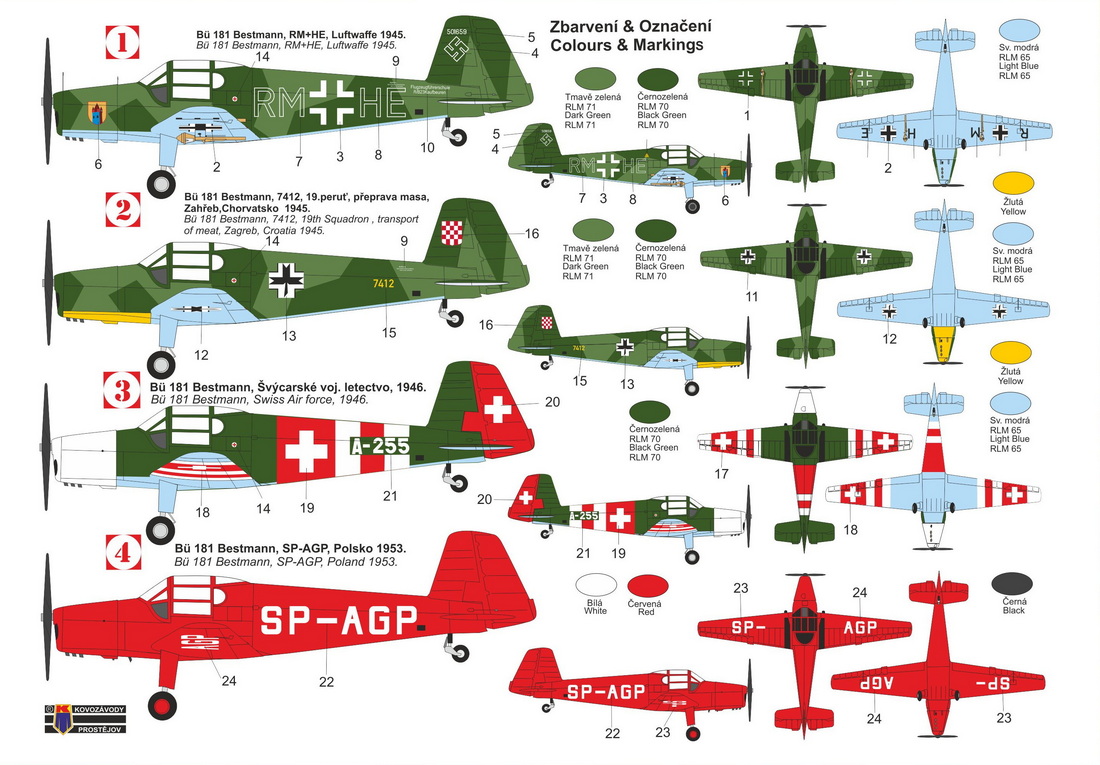 Kovozavody Prostejov 1/72 Bucker Bu-181 'Bestmann' # 72511