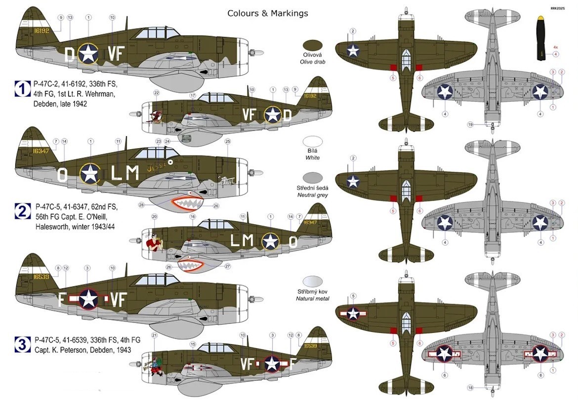 Kovozavody Prostejov 1/72 Republic P-47C-2/5 Thunderbolt with Ferry Tank # 72515