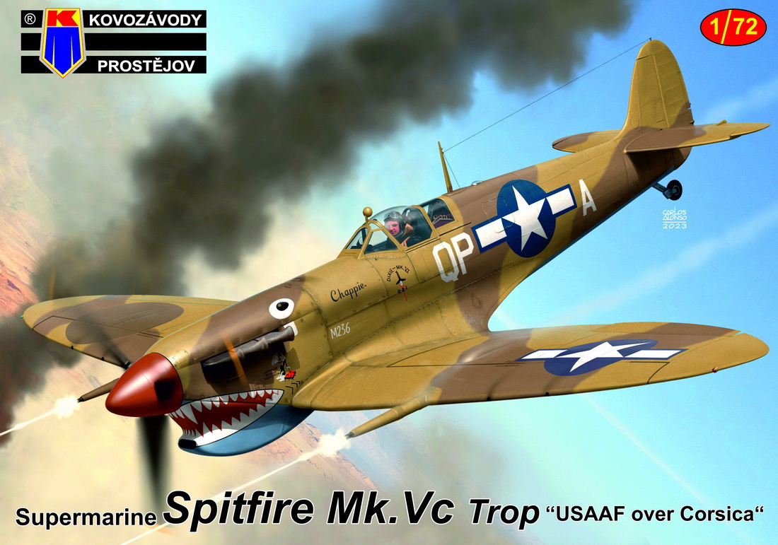 Kovozavody Prostejov 1/72 Supermarine Spitfire Mk.VC Trop 'USAAF over Corsica' RE-BOX, NEW DECALS # 72416